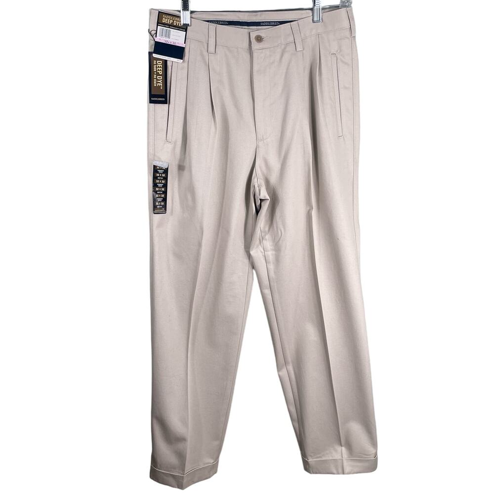 Saddlebred Dress Pants Men's Size 32x32 Deep Dye Beige Wrinkle Free Formal NWT‎